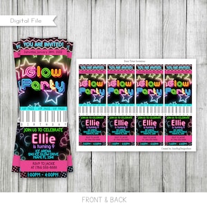 Glow Party Birthday Invitation, Glow Party Birthday Invitation Tickets, Event Tickets, Personalized, Printable, Digital