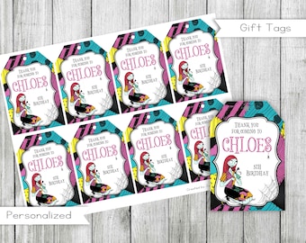Nightmare Birthday Favor Tags, Personalized Gift Tags (Digital)