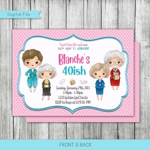 Golden Gals Birthday Invitation, Golden Gals Best Friends Birthday Invitation, Retro Vintage Classic Birthday, Personalized, Digital