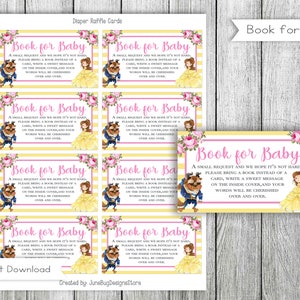 Belle en het beest Baby Shower Boek voor Baby, Boek voor babykaart, Baby Shower boek voor babyverzoekkaart, Digitaal, Instant Download