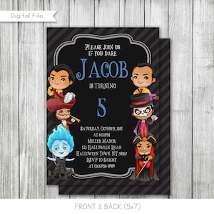 Boy Villains Birthday Invitation, Party Invitation, Halloween Birthday, Personalized, Printable, Digital File