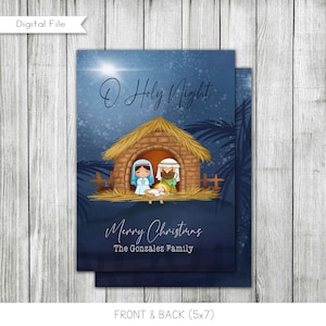 Tarjeta Navidad Noche Santa, Tarjeta Navidad Natividad, Imprimible, Personalizada, Archivo Digital