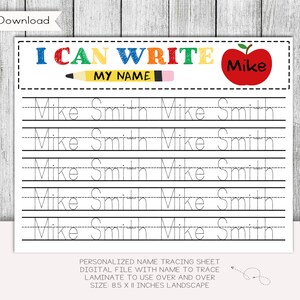Custom Name Tracing Worksheet, Handwriting Practice (Digital File)