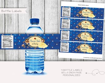 Personalized Beauty and The Beast Water Bottle Labels (Digital Download)