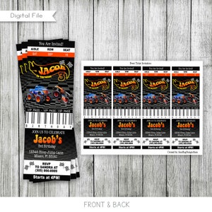 Monster Truck Geburtstagseinladung, Autos Geburtstagseinladung, Event Ticket Style Geburtstagseinladung, personalisiert, digitaler Download