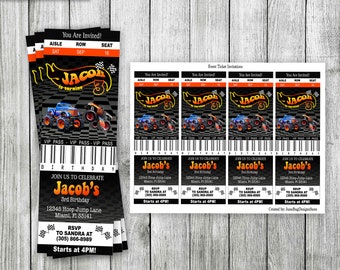 Monster Truck verjaardagsuitnodiging, evenementticket (gepersonaliseerde digitale download)