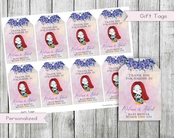 Pink Nightmare Baby Shower Favor Tags, Personalized (Digital)