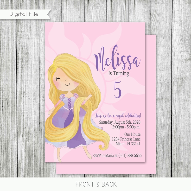 Rapunzel Birthday Invitation Princess Invitation Party Invitation Card Personalized Printable Digital