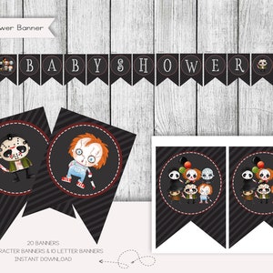 Horror Movie Baby Shower Banner, Scary Movie Banner, Baby Shower Party, Digital File, Instant Download
