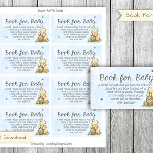 Libro clásico de Winnie the Pooh para baby shower, libro para tarjetas de bebé, libro de baby shower para tarjeta de solicitud de bebé, digital, descarga instantánea