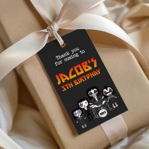 Rock N Roll Band Birthday Thank you Tags, Rock Band Favor Tags, Rock Band Gift Tags, Printable, Digital, Editable, 2x3.5, JPG, PDF