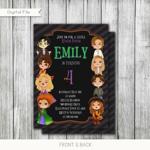 Witch Sisters Birthday Invitation, Halloween Birthday Invitation, Halloween Party Birthday Invitation, Digital, Personalized