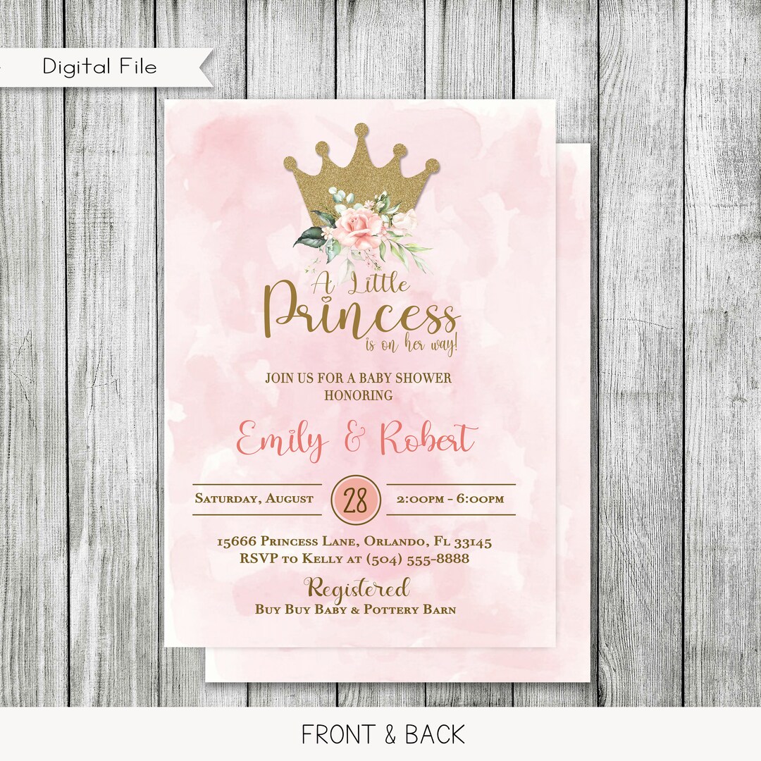 Princess Baby Shower Invitation: Vintage Royal Girl (digital Download
