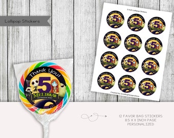 Nightmare Before Christmas Lollipop Stickers, Birthday Favors (Digital)