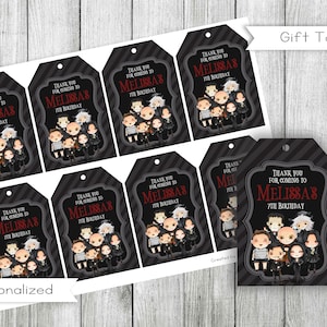 Gruselige Halloween Familie Geburtstag Danke Tags, Halloween Favor Tags, Geschenkanhänger, digital, personalisiert