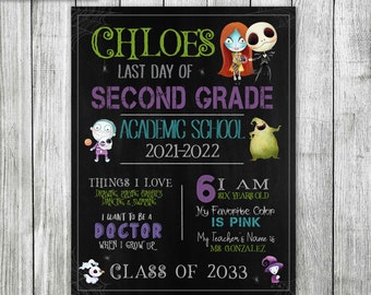 Nightmare Friends School Sign, Halloween First Day, Personalized Printable (Digital)