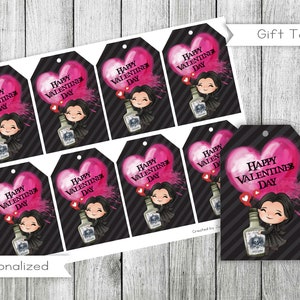 Gruselige Halloween Mädchen Valentinstag Geschenkanhänger, Valentinstag Tag, printable, Instant Download