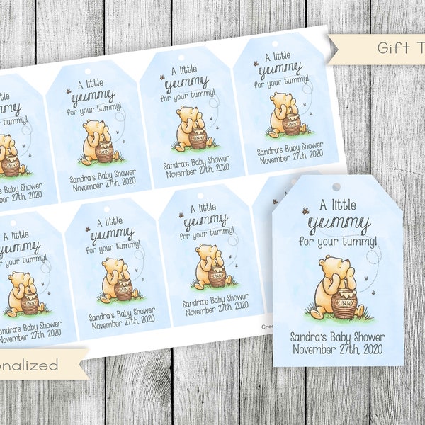 Classic Winnie the Pooh Baby Shower Thank you Tags, Gift Tags, Party favors, Printable, Digital, Personalized