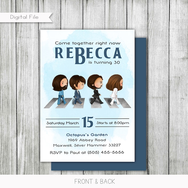 Rock Band Birthday Invitation, Rock and Roll Invitation, Birthday Party, Personalized, Digital