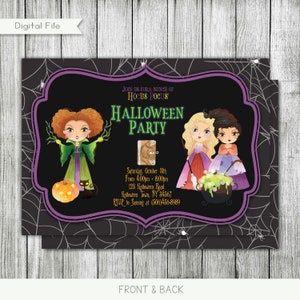 Witch Sisters Halloween Party Invitation, Halloween Invitations, Halloween Party Invitation, Personalized, Digital File