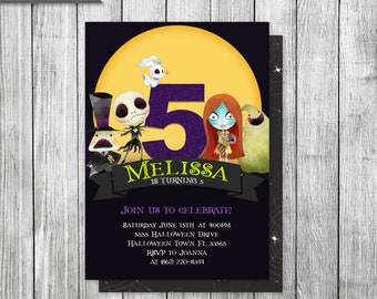 Nightmare Before Christmas Birthday Invitation, Halloween Birthday (Digital Download)