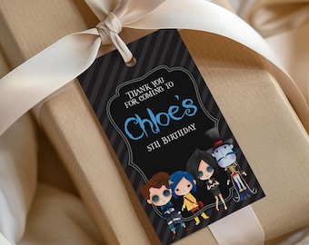 Creepy Doll Favor Tags, Creepy Cartoon Birthday (Digital, Editable)