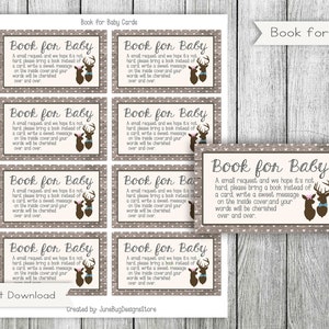 Deer Mom & Dad Baby Shower Book for Baby, Book for baby card, Baby Shower book for baby request card, Digital, Instant Download