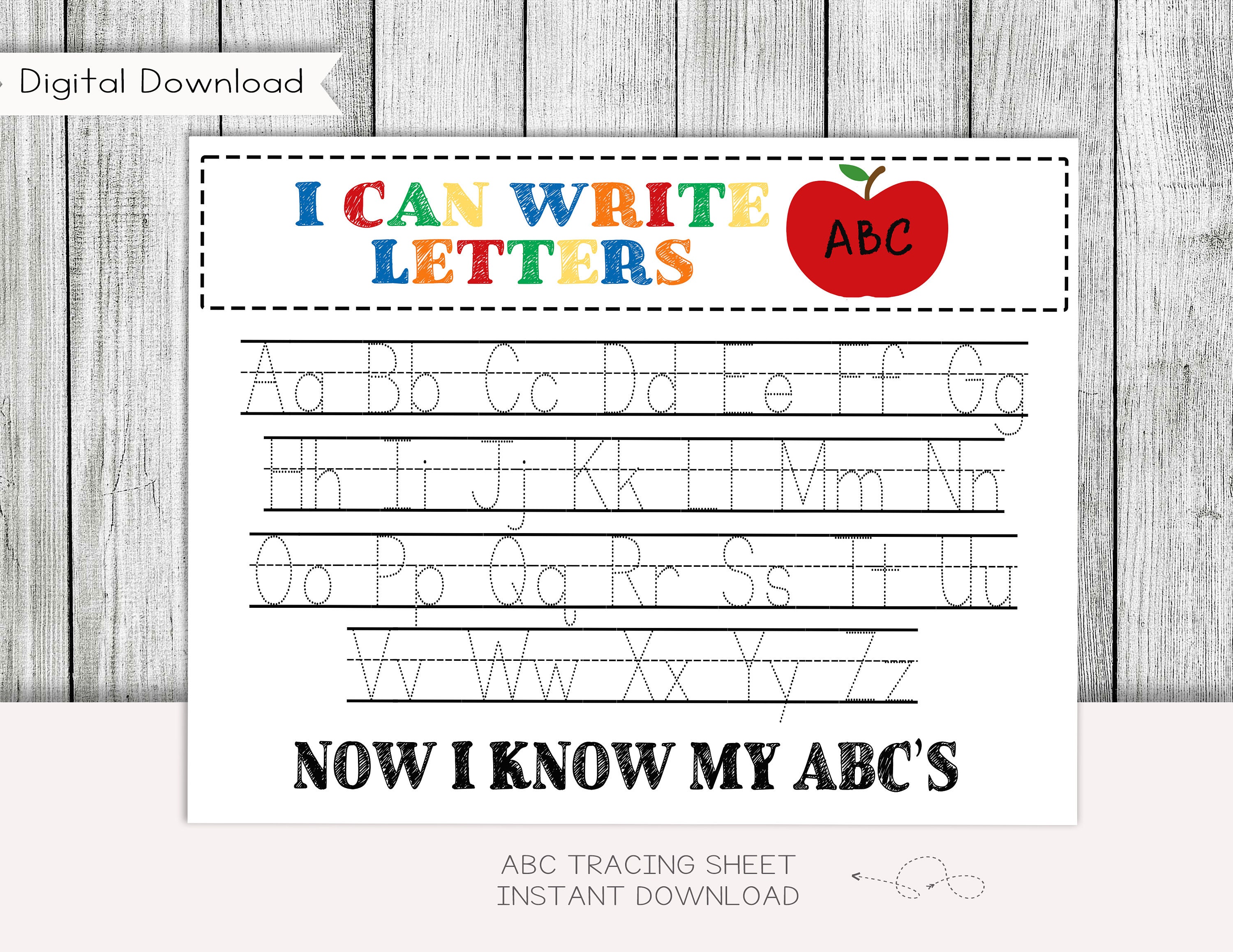 ABC Practice Sheet, Handwriting Practice, Learning to Write, Digital ...