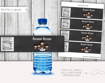 Rockband verjaardag waterflesetiketten, gepersonaliseerd (digitaal)