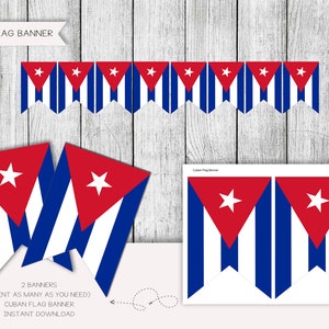 Cuban Flag Banner, Cuban Party, Hispanic Heritage Month Flag Banner, Digital File, Instant Download