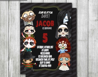 Horror Movie Birthday Invitation, Scary Movie Birthday Invitation, Halloween theme Birthday Invitation, Digital Download