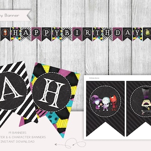 Nightmare Birthday Banner, Happy Birthday Banner, Nightmare Birthday Sign, Digital File, Instant Download