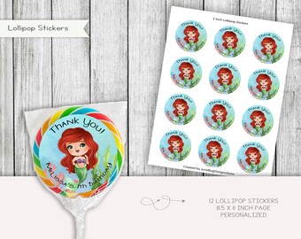 Stickers sucette Petite sirène, cadeaux personnalisés (numériques)