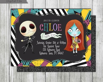 Nightmare Birthday Invitation, Nightmare Halloween Birthday Invitation, Halloween Party Birthday, Digital, Printable, Personalized