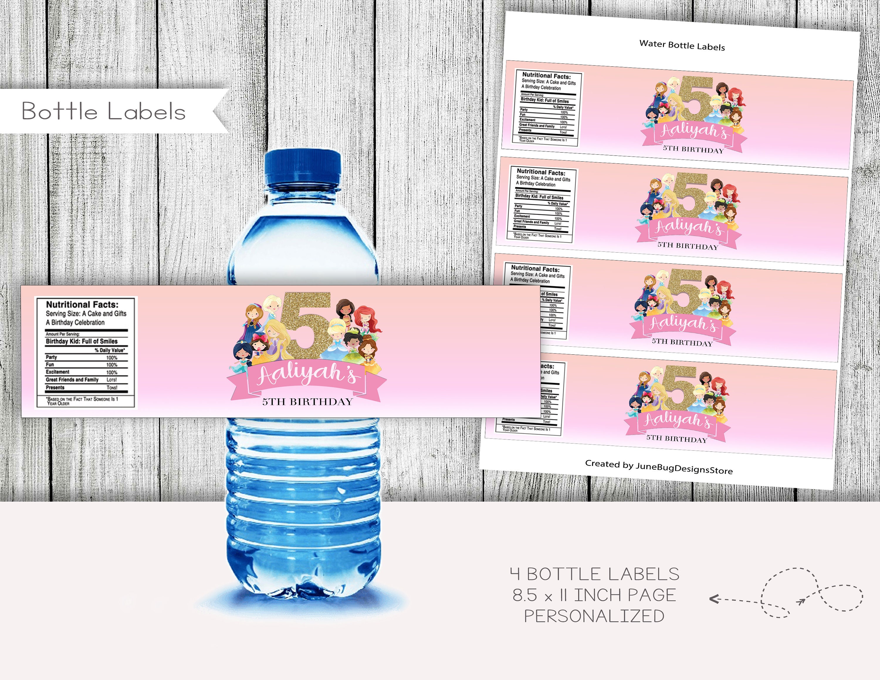 Déco à thème - 2,50 euros les étiquettes pour bouteilles d'eau thème  cendrillon  -bapteme-arche-ballon-cierge-bougie-bapteme/489-etiquette-petite-bouteille-d -eau-cendrillon-pour-la-decoration-de