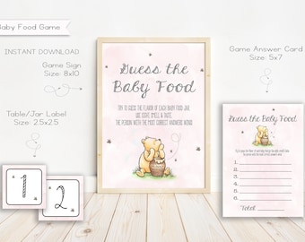 Winnie de Poeh-babyshowerspel, raad het eten (digitale download)