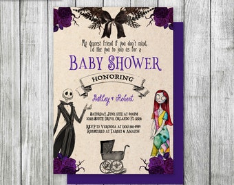 Nightmare Baby Shower Invitation, Nightmare Baby Shower, Halloween Baby Shower Invitation Personalized, Digital Download