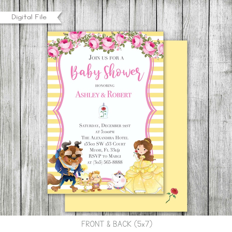 Beauty and the Beast Baby Shower Invitation Princess Baby Etsy