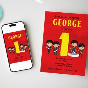 Rock and Roll Boy Band Birthday Invitation, Rock and Roll Invitation, Birthday Party, Printable, Digital, Editable, 5x7, JPG, PDF