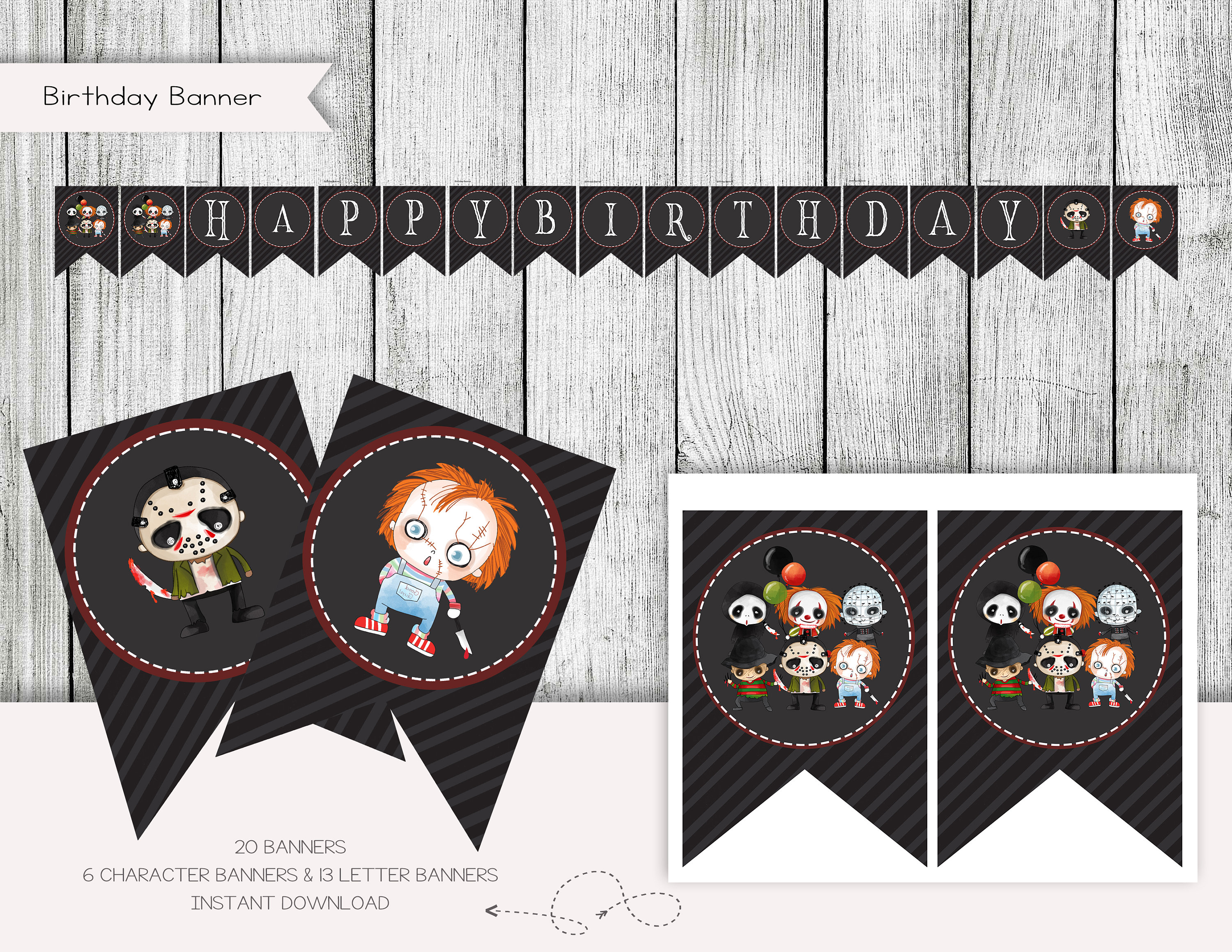 Deneo Halloween Birthday Banner – 'Have A Killer Birthday' In Rot & Gold-Glitzer
