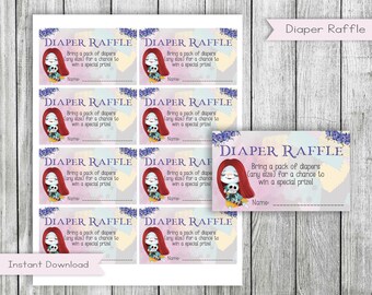 Pink Nightmare Diaper Raffle Card, Halloween Baby Shower (Digital Download)