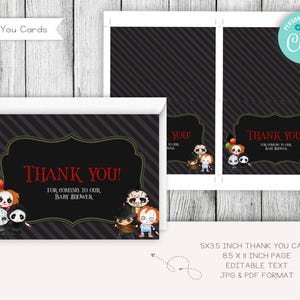 Horror Movie Thank you Card, Thank you Note, Printable, Digital, Editable, 5x3.5, JPG, PDF