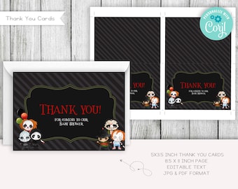 Horror Movie Thank You Card, Editable Printable (5x3.5, JPG, PDF)