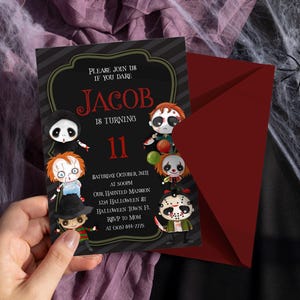 Horror Movie Birthday Invitation, Scary Movie Invitation, Halloween Birthday Invitation, Digital, Printable, Editable, 5x7, JPG, PDF