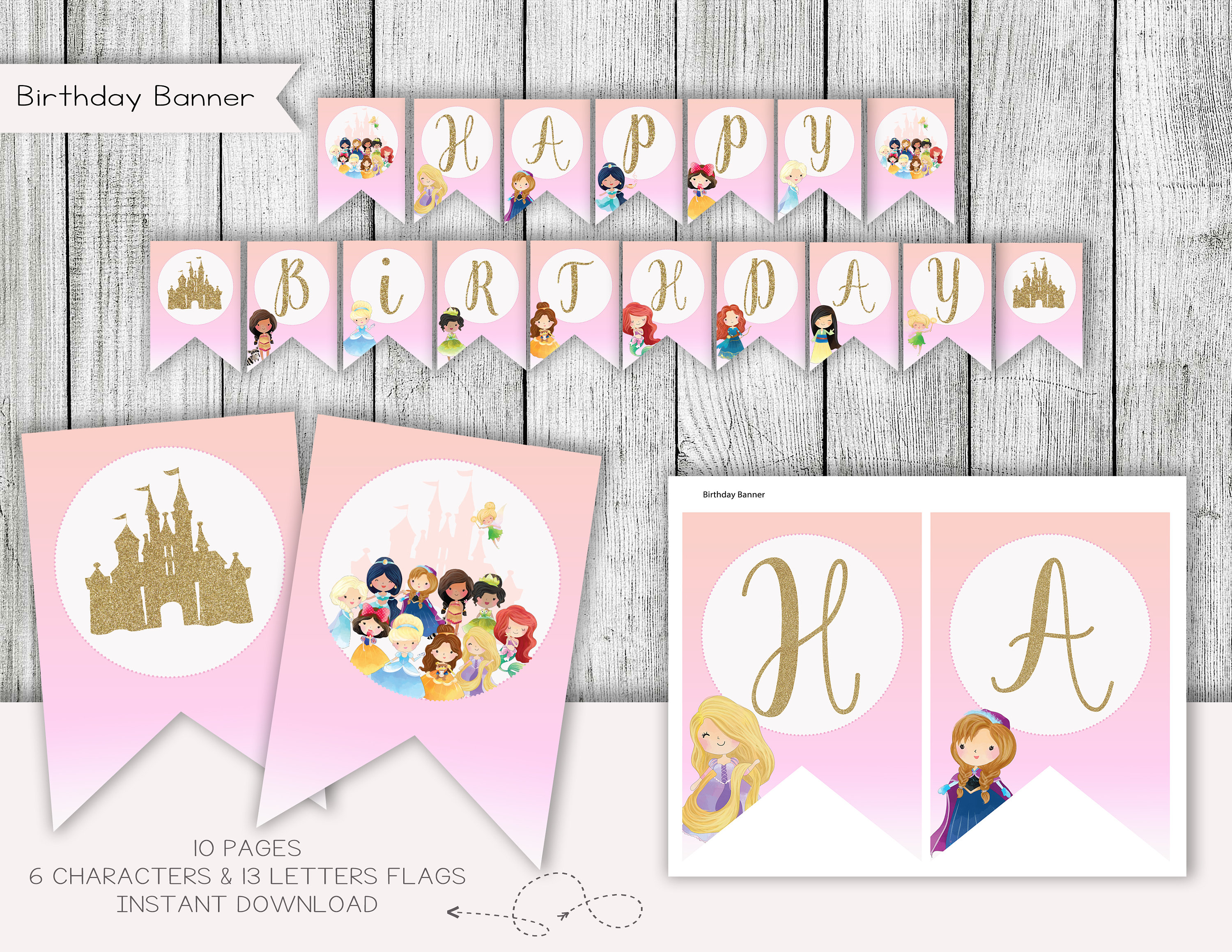 Prinses vrienden verjaardag banner, gelukkige verjaardag banner, kleine  prinsessen verjaardag bord, digitaal bestand, instant download - Etsy België, image size:3000x2318