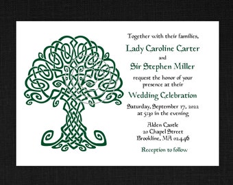 VIKING TREE of LIFE Wedding Invitation, Tree of Life Wedding, Cheap Wedding Invitations, Dark Brown, Celtic Tree of Life Wedding Invitation