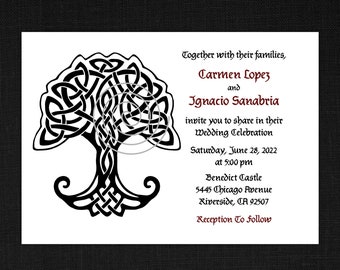 NORDIC TREE of LIFE Wedding Invitation, Tree of Life Wedding, Cheap Wedding Invitations, Dark Brown, Celtic Tree of Life Wedding Invitation