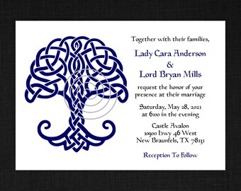 TREE OF LIFE Wedding Invitation, Tree of Life Wedding, Cheap Wedding Invitations, Royal Blue, Celtic Tree of Life Wedding Invitation Set