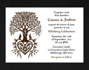 VIKING TREE of LIFE Wedding Invitation, Tree of Life Wedding, Cheap Wedding Invitations, Dark Brown, Celtic Tree of Life Wedding Invitation