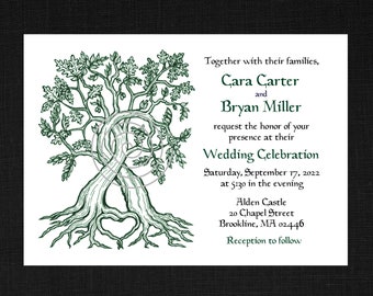 TREE OF LIFE Wedding Invitation, Celtic Tree of Life Wedding, Cheap Wedding Invitations, Hunter Green, Tree of Life Wedding Invitation Set